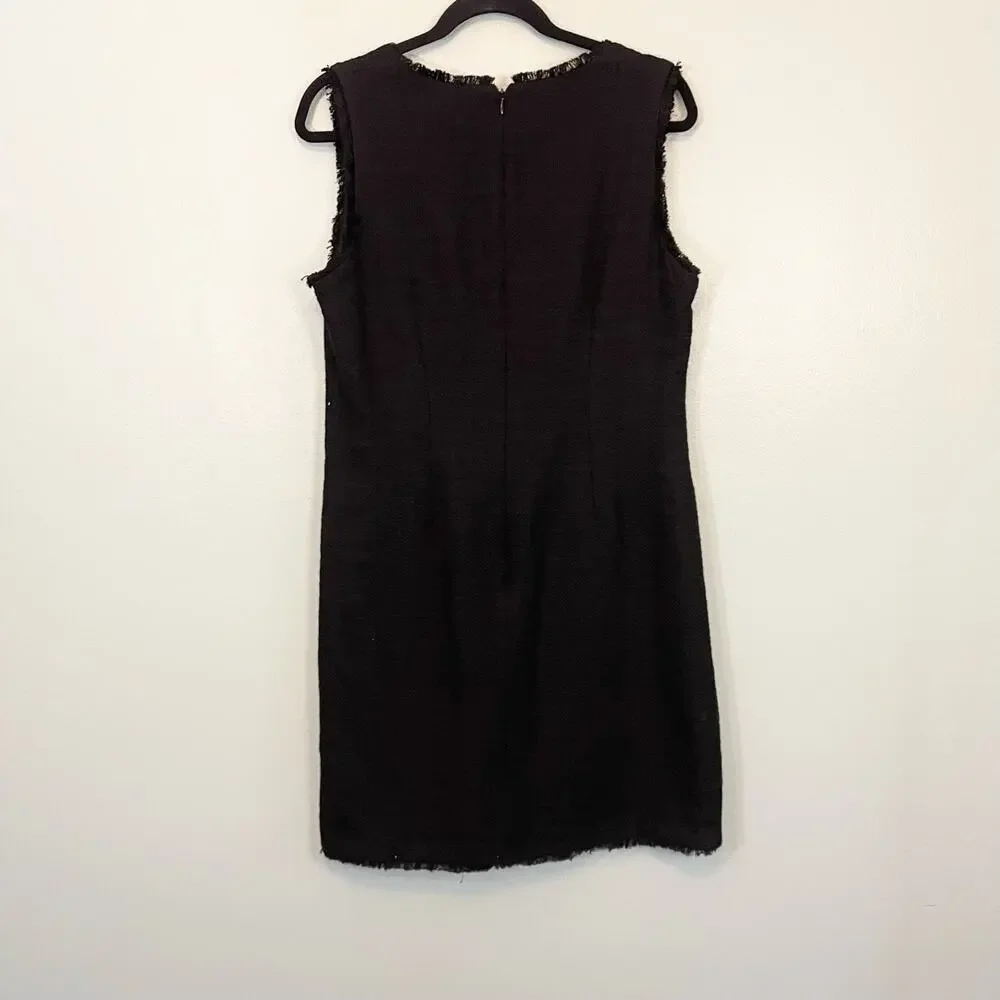 Karl Lagerfeld Paris Dress Womens 12 Black Fringes Mini Sheath Sleeveless NWOT - Picture 2 of 10